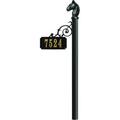 Lewiston Scroll Address Post With Decorative Finial, Black ADPST-NOBAS